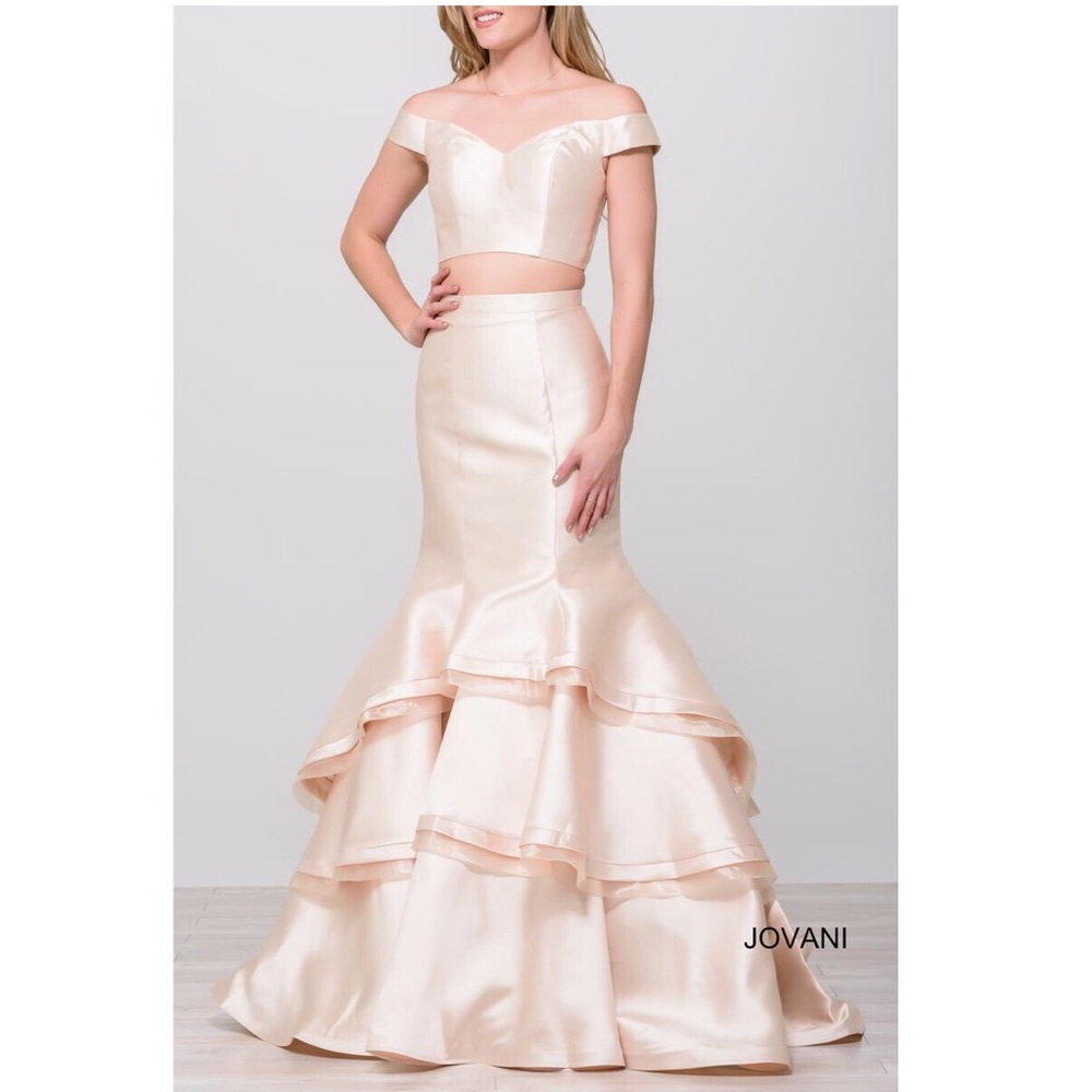 Jovani Champagne Two Piece Mermaid - Picture 1 of 5
